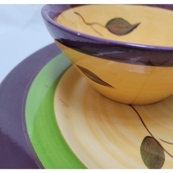 Vintage Cali Ceramic Pottery Serving Plate w/ Attached Bowl  - Olive Design - 1B - Picture 13 of 14